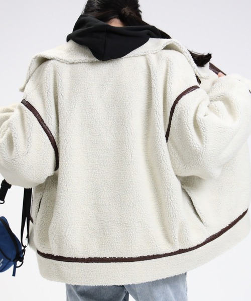 HONEYSUCKLE ROSE（ハニーサックルローズ）の「【HONEYSUCKLE ROSE】B-3ボアジャケット（その他アウター・レディース・ブラック/オフホワイト/ライトブラウン・L/M）」の6枚目の写真