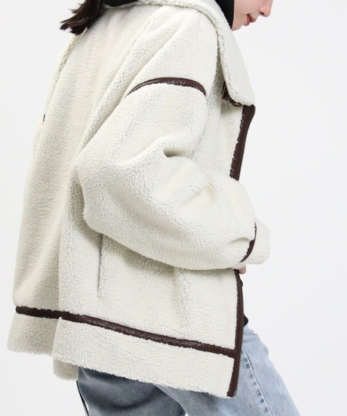 HONEYSUCKLE ROSE（ハニーサックルローズ）の「【HONEYSUCKLE ROSE】B-3ボアジャケット（その他アウター・レディース・ブラック/オフホワイト/ライトブラウン・L/M）」の7枚目の写真