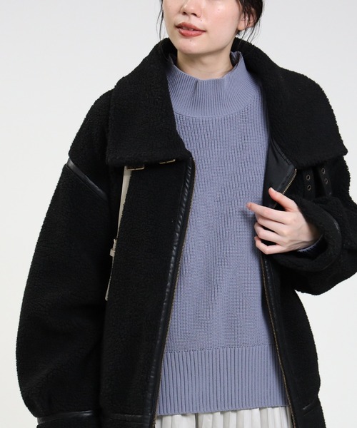 HONEYSUCKLE ROSE（ハニーサックルローズ）の「【HONEYSUCKLE ROSE】B-3ボアジャケット（その他アウター・レディース・ブラック/オフホワイト/ライトブラウン・L/M）」の9枚目の写真