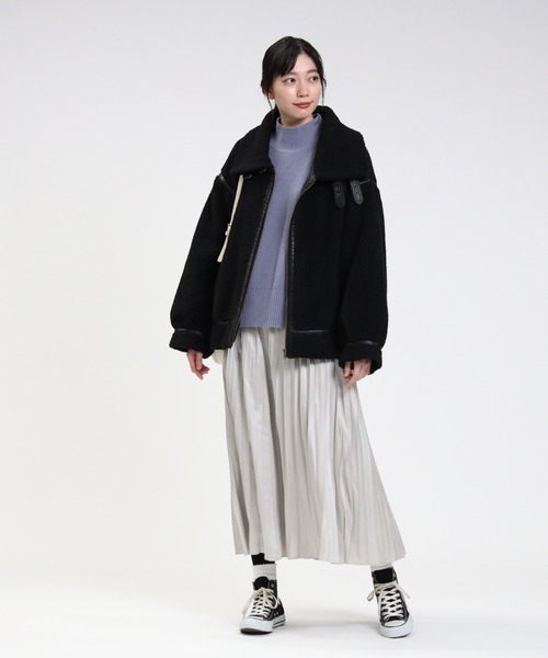 HONEYSUCKLE ROSE（ハニーサックルローズ）の「【HONEYSUCKLE ROSE】B-3ボアジャケット（その他アウター・レディース・ブラック/オフホワイト/ライトブラウン・L/M）」の10枚目の写真