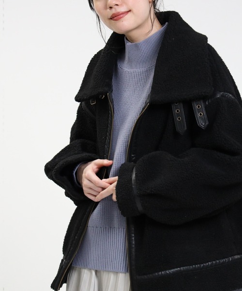 HONEYSUCKLE ROSE（ハニーサックルローズ）の「【HONEYSUCKLE ROSE】B-3ボアジャケット（その他アウター・レディース・ブラック/オフホワイト/ライトブラウン・L/M）」の11枚目の写真