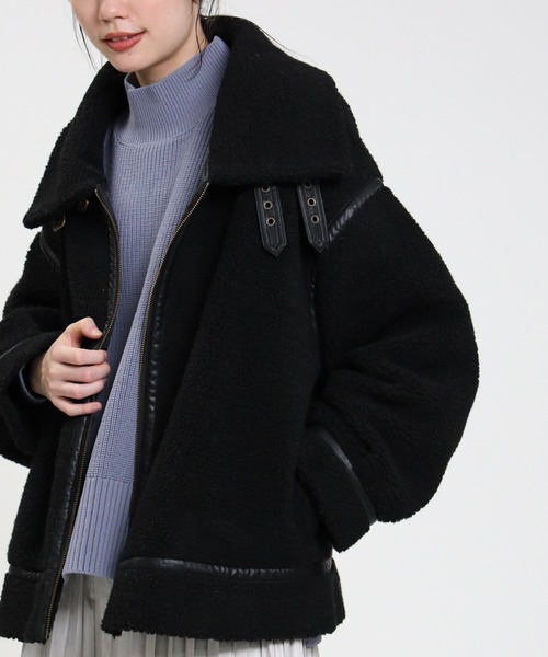 HONEYSUCKLE ROSE（ハニーサックルローズ）の「【HONEYSUCKLE ROSE】B-3ボアジャケット（その他アウター・レディース・ブラック/オフホワイト/ライトブラウン・L/M）」の12枚目の写真