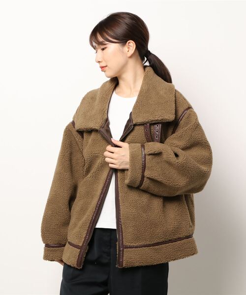 HONEYSUCKLE ROSE（ハニーサックルローズ）の「【HONEYSUCKLE ROSE】B-3ボアジャケット（その他アウター・レディース・ブラック/オフホワイト/ライトブラウン・L/M）」の18枚目の写真