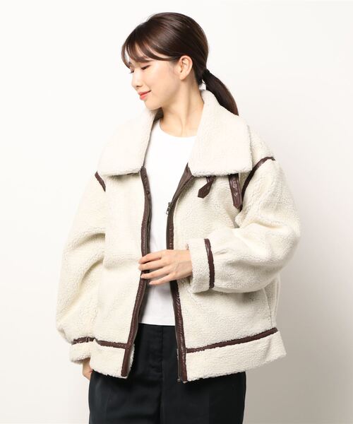 HONEYSUCKLE ROSE（ハニーサックルローズ）の「【HONEYSUCKLE ROSE】B-3ボアジャケット（その他アウター・レディース・ブラック/オフホワイト/ライトブラウン・L/M）」の8枚目の写真