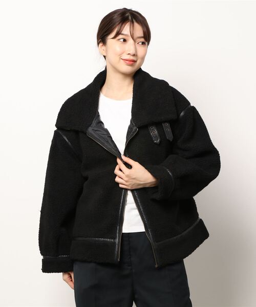 HONEYSUCKLE ROSE（ハニーサックルローズ）の「【HONEYSUCKLE ROSE】B-3ボアジャケット（その他アウター・レディース・ブラック/オフホワイト/ライトブラウン・L/M）」の13枚目の写真