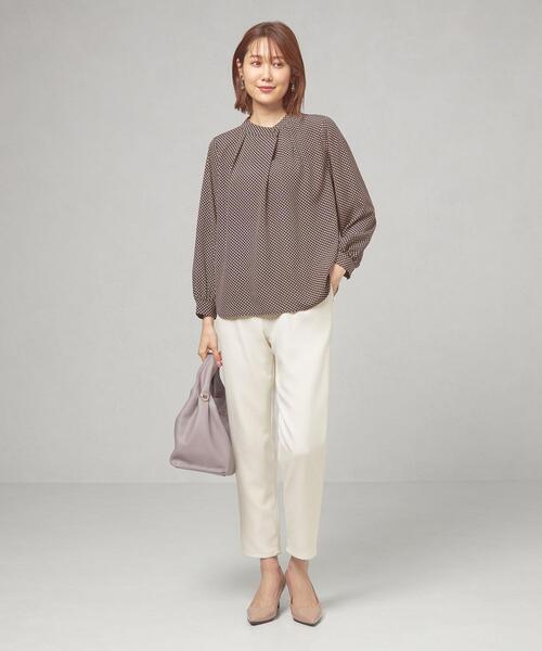 closet story（クローゼットストーリー）の「＜closet story（クローゼットストーリー）＞ミディツイル タックパンツ -ウォッシャブル-（その他パンツ・レディース・オフホワイト/ダークグレー/ピンク・S/M）」の4枚目の写真