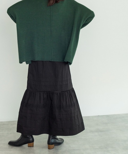 w closet（ダブルクローゼット）の「タック&レースティアードスカート（スカート・レディース・オフホワイト/ブラック・FREE）」の11枚目の写真