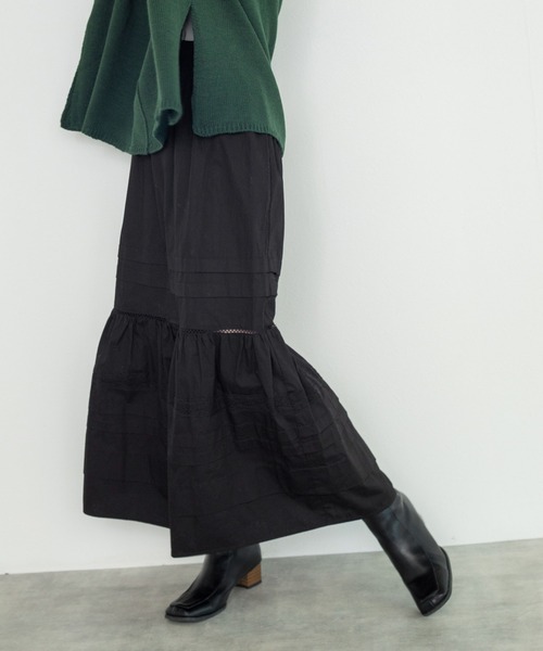 w closet（ダブルクローゼット）の「タック&レースティアードスカート（スカート・レディース・オフホワイト/ブラック・FREE）」の13枚目の写真