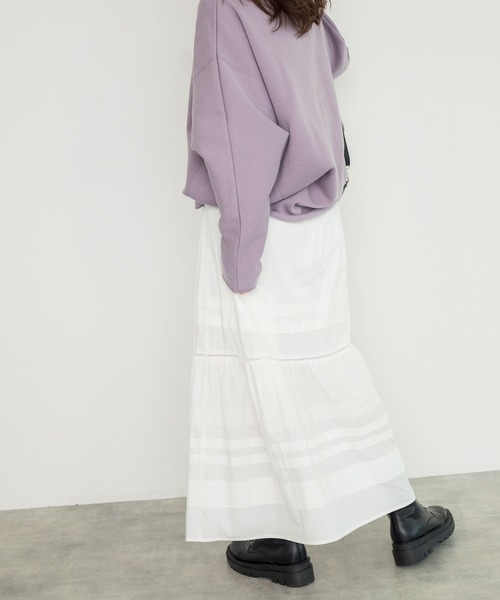 w closet（ダブルクローゼット）の「タック&レースティアードスカート（スカート・レディース・オフホワイト/ブラック・FREE）」の7枚目の写真