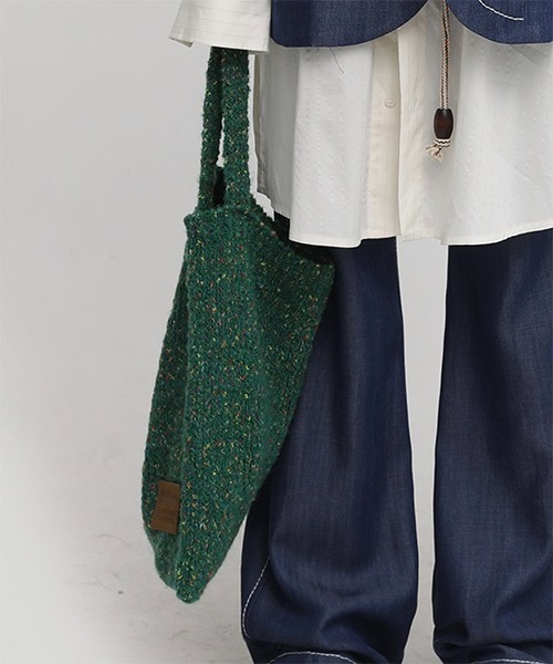 MASONPRINCE(メイソンプリンス)の「ロゴステッチ ニットトートバック BB13843【DO NOT TAG】(ショルダーバッグ・レディース・グリーン/レッド/ピンク・FREE)」の2枚目の写真