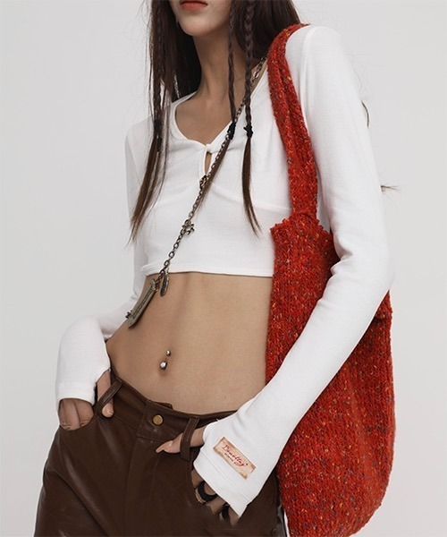 MASONPRINCE(メイソンプリンス)の「ロゴステッチ ニットトートバック BB13843【DO NOT TAG】(ショルダーバッグ・レディース・グリーン/レッド/ピンク・FREE)」の8枚目の写真