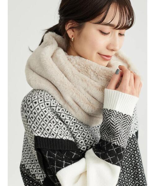 Green　Parks（グリーンパークス）の「・ボリュームツイストスヌード＊（ネックウォーマー/スヌード・レディース・ブラック/グレー/モカ/ライトベージュ・FREE）」の6枚目の写真