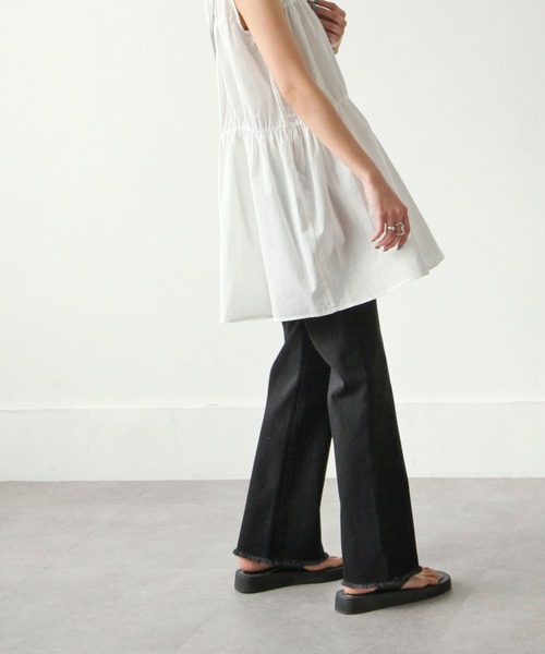 Chillfar（チルファー）の「フリンジフレアデニムパンツ（デニムパンツ・レディース・ブラック/サックスブルー/ブルー/アイボリー/ワンウォッシュ・SMALL/MEDIUM）」の16枚目の写真