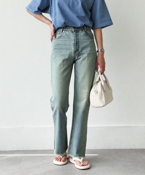 Chillfar（チルファー）の「フリンジフレアデニムパンツ（デニムパンツ・レディース・ブラック/サックスブルー/ブルー/アイボリー/ワンウォッシュ・SMALL/MEDIUM）」の12枚目の写真