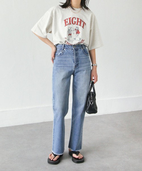 Chillfar（チルファー）の「フリンジフレアデニムパンツ（デニムパンツ・レディース・ブラック/サックスブルー/ブルー/アイボリー/ワンウォッシュ・SMALL/MEDIUM）」の7枚目の写真