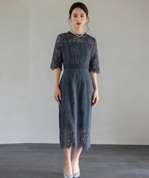 DRESS PLUS（ドレスプラス）の「タイトシルエットのミモレ丈ワンピースドレス パーティードレス 結婚式 オケージョン（ドレス・レディース・グレー系）」