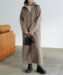 titivate | ZIP付ﾋﾞｯｸﾞｶﾗｰﾆｯﾄﾜﾝﾋﾟｰｽ(ワンピース)