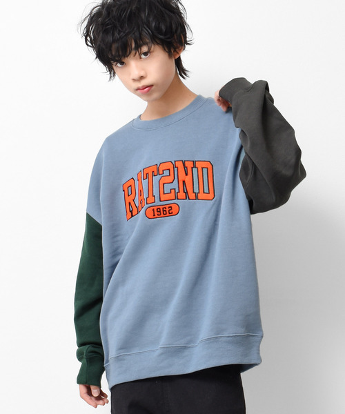 RAT EFFECT（ラットエフェクト）の「【裏起毛】アーチロゴ刺繍トレーナー（スウェット・キッズ・ダークグリーン/チャコールグレー/ブラック/ライトグレー/ライトブルー・120/130/140/150/160/170）」の5枚目の写真