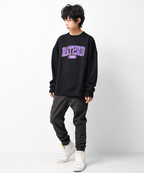 RAT EFFECT（ラットエフェクト）の「【裏起毛】アーチロゴ刺繍トレーナー（スウェット・キッズ・ダークグリーン/チャコールグレー/ブラック/ライトグレー/ライトブルー・120/130/140/150/160/170）」の6枚目の写真