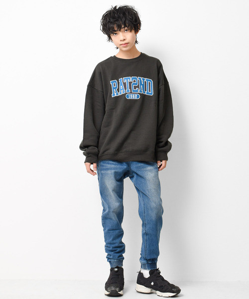 RAT EFFECT（ラットエフェクト）の「【裏起毛】アーチロゴ刺繍トレーナー（スウェット・キッズ・ダークグリーン/チャコールグレー/ブラック/ライトグレー/ライトブルー・120/130/140/150/160/170）」の7枚目の写真