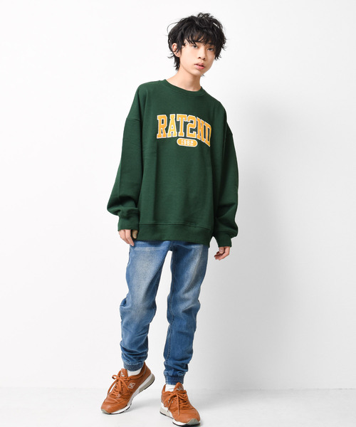 RAT EFFECT（ラットエフェクト）の「【裏起毛】アーチロゴ刺繍トレーナー（スウェット・キッズ・ダークグリーン/チャコールグレー/ブラック/ライトグレー/ライトブルー・120/130/140/150/160/170）」の9枚目の写真