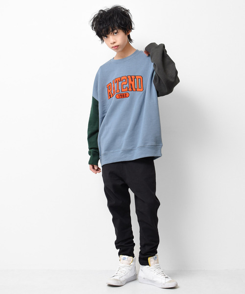 RAT EFFECT（ラットエフェクト）の「【裏起毛】アーチロゴ刺繍トレーナー（スウェット・キッズ・ダークグリーン/チャコールグレー/ブラック/ライトグレー/ライトブルー・120/130/140/150/160/170）」の10枚目の写真