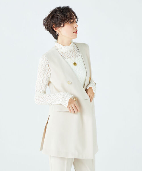 NOLLEY’S Sophi（ノーリーズソフィ）の「梳毛調合繊スリットジレ（ベスト・レディース・ブラック/ベージュ・38）」の19枚目の写真