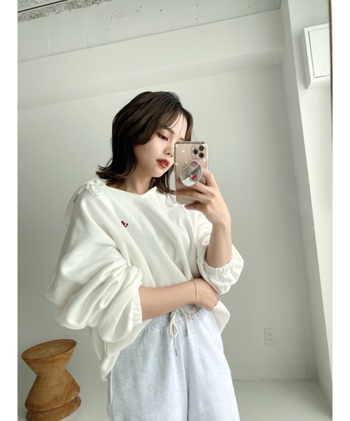 JUMELLE（ジュメロ）の「JMLロゴ刺繍フーディ（スウェット・レディース・ホワイト/ベージュ・FREE）」の13枚目の写真