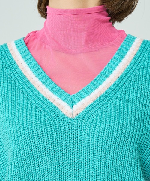 Lui's(ルイス)の「ラインニットベスト(ベスト・レディース・ホワイト/スカイブルー/ブラック・FREE)」の4枚目の写真