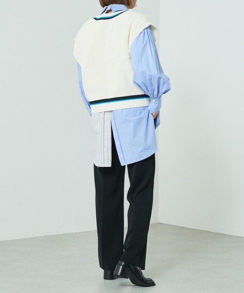 Lui's(ルイス)の「ラインニットベスト(ベスト・レディース・ホワイト/スカイブルー/ブラック・FREE)」の12枚目の写真