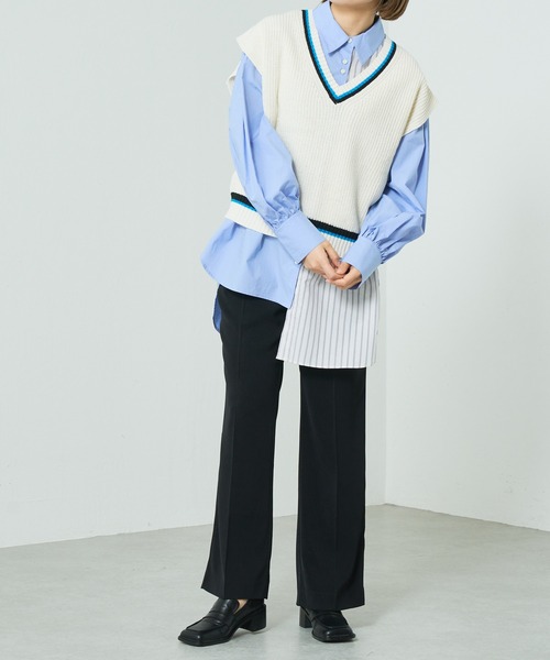 Lui's(ルイス)の「ラインニットベスト(ベスト・レディース・ホワイト/スカイブルー/ブラック・FREE)」の6枚目の写真