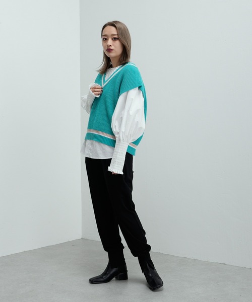 Lui's(ルイス)の「ラインニットベスト(ベスト・レディース・ホワイト/スカイブルー/ブラック・FREE)」の16枚目の写真