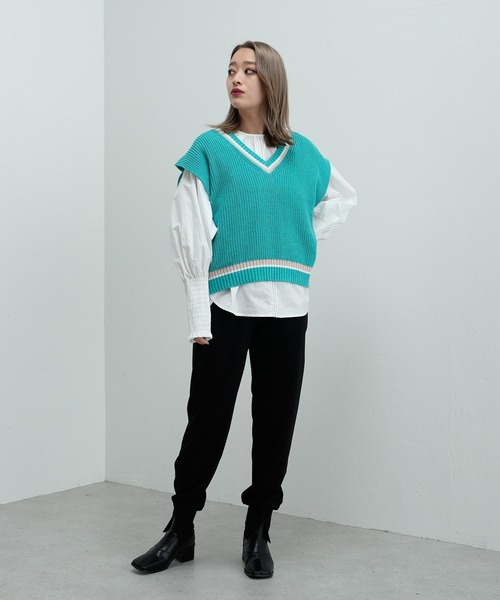 Lui's(ルイス)の「ラインニットベスト(ベスト・レディース・ホワイト/スカイブルー/ブラック・FREE)」の20枚目の写真