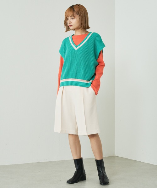 Lui's(ルイス)の「ラインニットベスト(ベスト・レディース・ホワイト/スカイブルー/ブラック・FREE)」の17枚目の写真