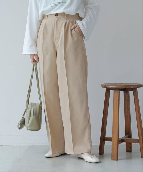 frames RAY CASSIN（フレームスレイカズン）の「ワイドスラックスパンツ セットアップ可（スラックス・レディース・ブラック/ベージュ/グリーン系/イエロー系・FREE）」の4枚目の写真