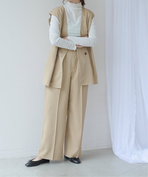 frames RAY CASSIN（フレームスレイカズン）の「ワイドスラックスパンツ セットアップ可（スラックス・レディース・ブラック/ベージュ/グリーン系/イエロー系・FREE）」の5枚目の写真