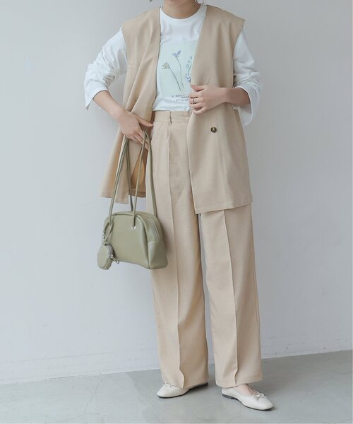 frames RAY CASSIN（フレームスレイカズン）の「ワイドスラックスパンツ セットアップ可（スラックス・レディース・ブラック/ベージュ/グリーン系/イエロー系・FREE）」の13枚目の写真