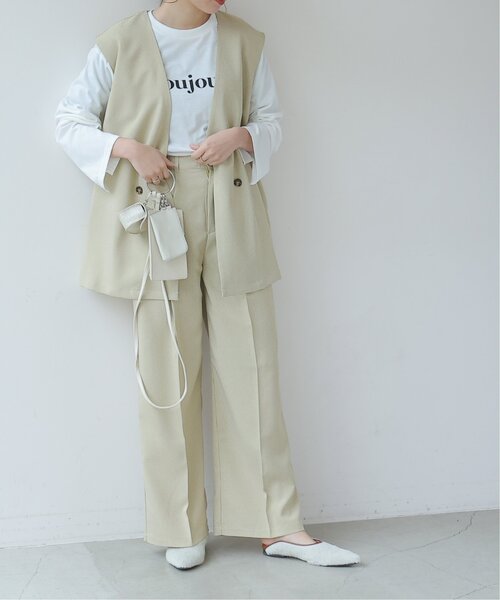 frames RAY CASSIN（フレームスレイカズン）の「ワイドスラックスパンツ セットアップ可（スラックス・レディース・ブラック/ベージュ/グリーン系/イエロー系・FREE）」の19枚目の写真