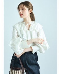 Ameri VINTAGE - saaage boutique ボリュームラッフルブラウス　ホワイト Ameri VINTAGE - saaage boutique ボリュームラッフルブラウス
