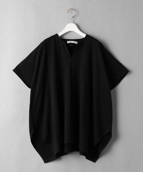 08sircus(ゼロエイトサーカス)の「<08sircus>スキッパー ショートスリーブ プルオーバー(Tシャツ/カットソー・レディース・ブラック・1)」の1枚目の写真