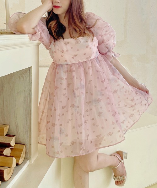 【完売必至】ALICE+OLIVIA スクエアネック フレアワンピース セール】【lissi Boutique】スクエアネック花柄フレアミニ
