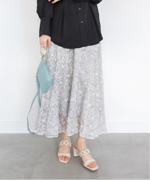 RANDA（ランダ）の「オリジナルフラワー刺繍スカート（スカート・レディース・ブラウン/ピンク/ブルー・1/0）」の8枚目の写真