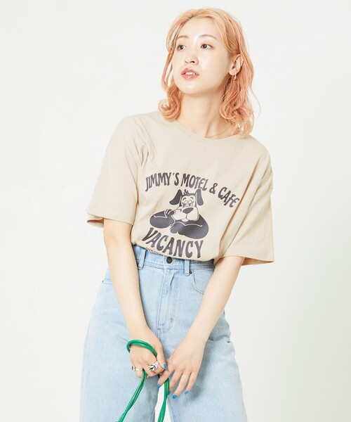 FREAK'S STORE(フリークスストア)の「【WEB限定】JIMMY'S MOTEL CAFE Tシャツ(Tシャツ/カットソー・レディース・ナチュラル/ブラック/ブルー/パープル・フリ-)」の12枚目の写真