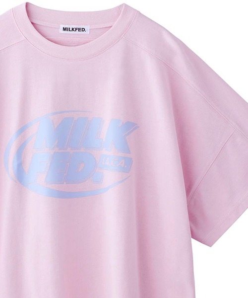 MILKFED.（ミルクフェド）の「DEFORMED LOGO BIG TOP（Tシャツ/カットソー・レディース・ホワイト/ブラック/ライトピンク・ONE SIZE）」の3枚目の写真