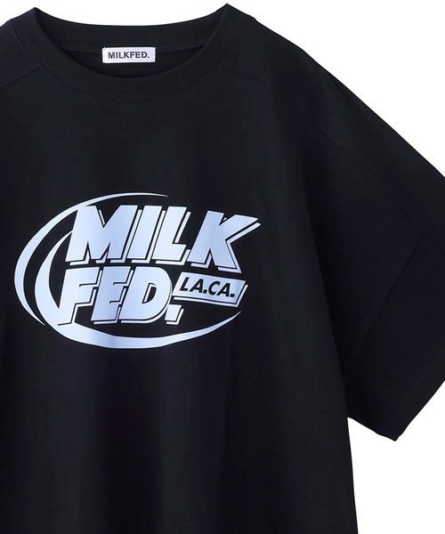 MILKFED.（ミルクフェド）の「DEFORMED LOGO BIG TOP（Tシャツ/カットソー・レディース・ホワイト/ブラック/ライトピンク・ONE SIZE）」の2枚目の写真