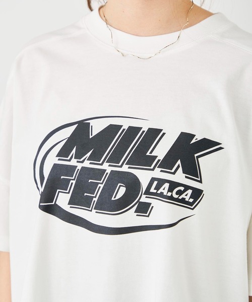 MILKFED.（ミルクフェド）の「DEFORMED LOGO BIG TOP（Tシャツ/カットソー・レディース・ホワイト/ブラック/ライトピンク・ONE SIZE）」の14枚目の写真