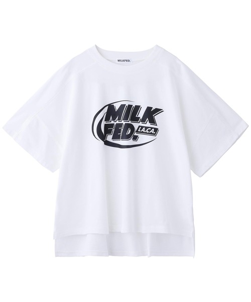 MILKFED.（ミルクフェド）の「DEFORMED LOGO BIG TOP（Tシャツ/カットソー・レディース・ホワイト/ブラック/ライトピンク・ONE SIZE）」の5枚目の写真