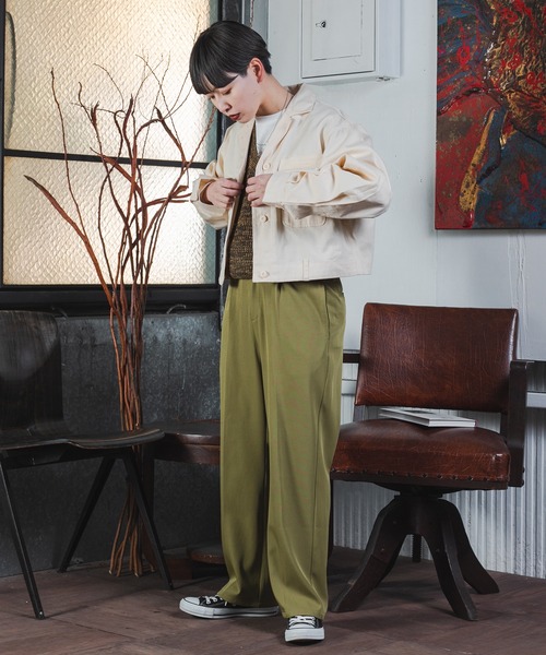 kutir（クティール）の「セットアップ可　ミリタリーショートジャケット（ミリタリージャケット・レディース・アイボリー/チャコールグレー・FREE）」の6枚目の写真