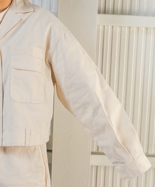 kutir（クティール）の「セットアップ可　ミリタリーショートジャケット（ミリタリージャケット・レディース・アイボリー/チャコールグレー・FREE）」の14枚目の写真