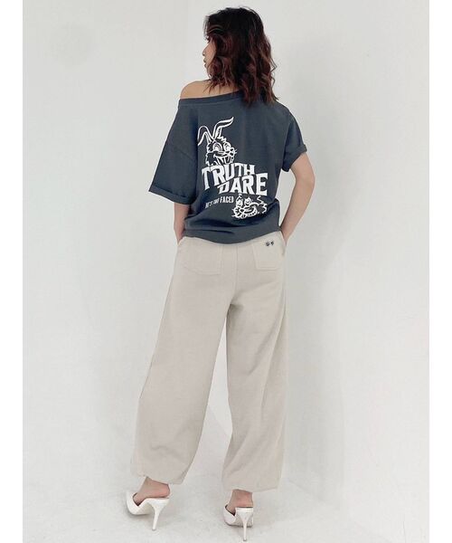 GYDA（ジェイダ）の「TRUTH/DARE BUNNYポケットTシャツ（Tシャツ/カットソー・レディース・チャコールグレー/パープル/オフホワイト・FREE）」の17枚目の写真